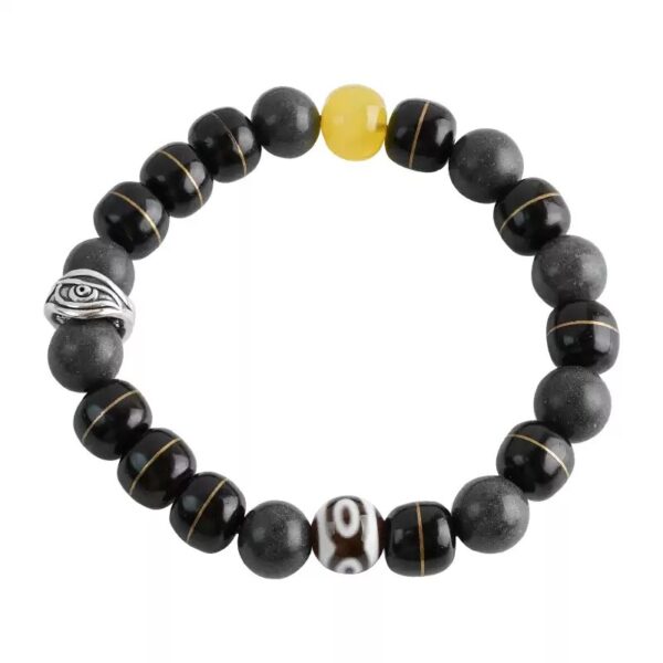 Silver Coconut Three Eyes Dzi Beads Beeswax String Bracelet Men's and Women's Models Spacer Buddha Beads Play Bracelet