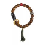 Cow Bone Three-Eyed Dzi Bead Strings Cinnabar Tibetan Ethnic Style Niche Men's Handheld Disc Play Bead Strings