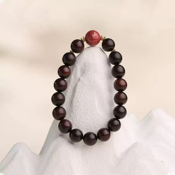 Rosewood Obsidian Eight-Pronged Beads Strings Nanhong Cinnabar Transit Beads Bracelet Wooden Plaything-1