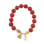 Imperial Cinnabar Bracelet Women's Six Characters of the Lunar New Year Beeswax Transfer Beads Red Women's Bracelet