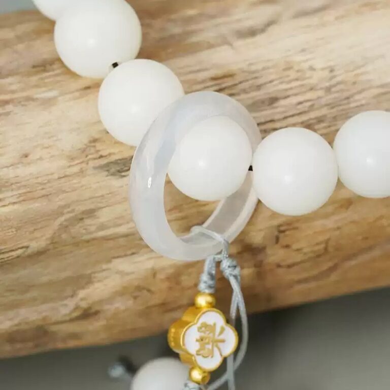 White Jade Bodhi String Tassel Handheld Rosary Buddha Beads 925 Silver Lucite Running Ring Bodhi Root Beads-2