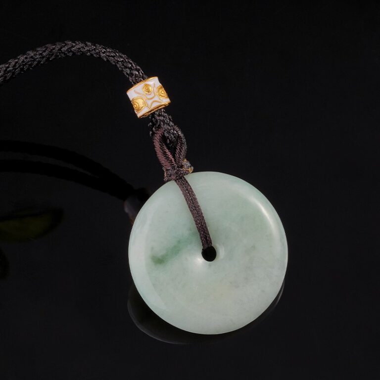 Jadeite peace button pendant men's jade lanyard necklace women's models of glutinous seed jade buckle jade pendant small pendant-2