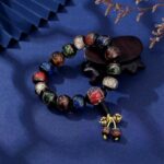 Fragrant Grey Glaze Beads Bracelet Cinnabar Rabbit Year of The Year of The Birth of The Year Gift Swallowing Gold Beast Bracelet Incense Grey Porcelain Bracelet-2