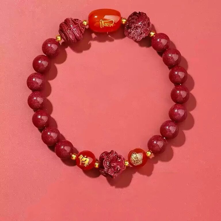 High Content of Cinnabar String Transfer Beads Year of The Dragon Bracelet Natal Year Amulet Transformation Bracelet-13