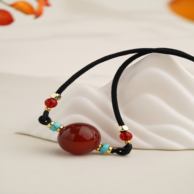 Red agate necklace necklace women's transit beads adjustable pendant simple niche premium feeling pendant-2