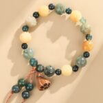 God of Wealth Lotus Bodhi Root String White Jade Bodhi Peaceful Duo Treasure Bracelet-11