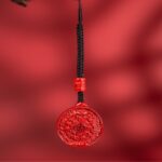 Imperial Cinnabar Nine Palace Bagua Plaque Pendant Lunar New Year Car Pendant Mobile Phone Bag Charms-2