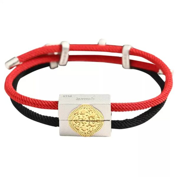 Original heart to heart small red rope bracelet a pair of couple models men and women 925 silver gold-plated colour hand rope