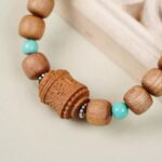 Silver red old sandalwood 108 bead string wooden handheld rosary Buddha beads men and women models pendant-2