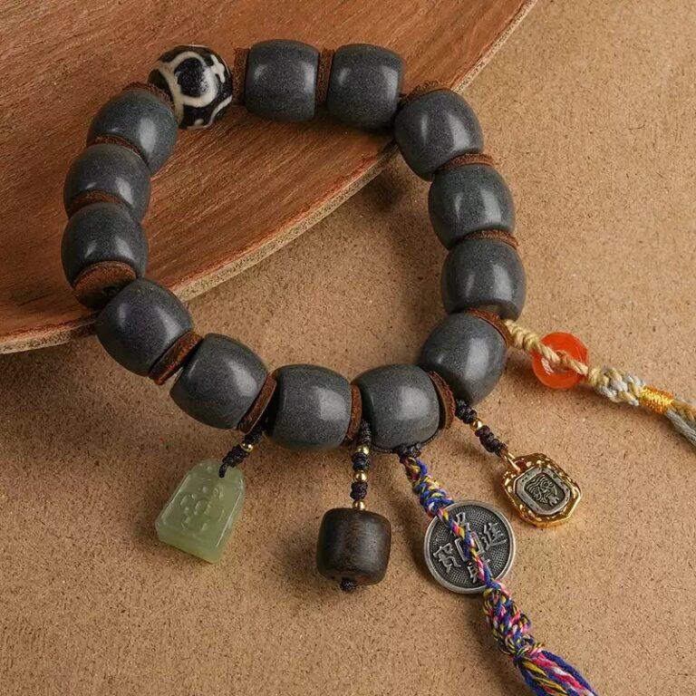 Tiger Tooth Dzi Bead Incense Grey Buddha Bead String Tibetan Handheld Rosary Men and Women Literature Disc Play Bracelet-2