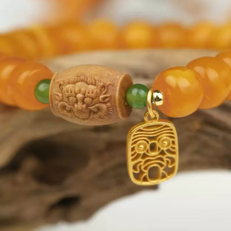 Beeswax Old Sandalwood Single Loop String Women's Amber Bead Bracelet Jewellery Hand Jewellery-2