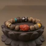 Incense Nanhong Tiger Tooth Dzi Bead String Agate Green Pine 925 Silver Buddha Bead Disc Play Wooden Bracelet-2