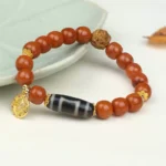 Chuan Material Nanhong One Eye Dzi Old Sandalwood Single Circle String Women's Bead Bracelet-2