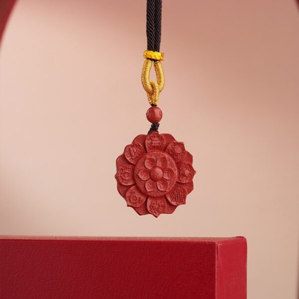 Cinnabar pendant auspicious eight treasures zodiac simple Tibetan men and women models red necklace pendant-1