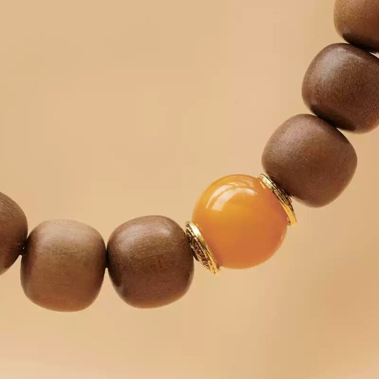 Old Sandalwood Strings Beeswax Round Beads Tibetan Bracelet Men and Women's Models Niche Design Wooden Disc Play Handles-4