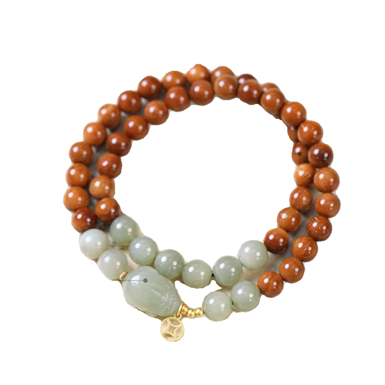 Natural Hetian Jade Ethnic Style New Chinese Style Kooky String Men and Women Transfer Beads Pixi Bravery Inviting Wealth Dao Wood Notes String