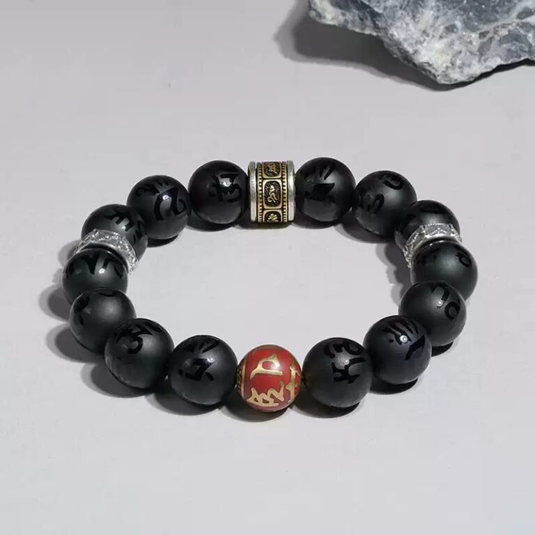 Obsidian Strings Buddha Beads Silver Obsidian Men's Niche Transfer Beads Civic Play Disc Playing Beads Bracelet-2