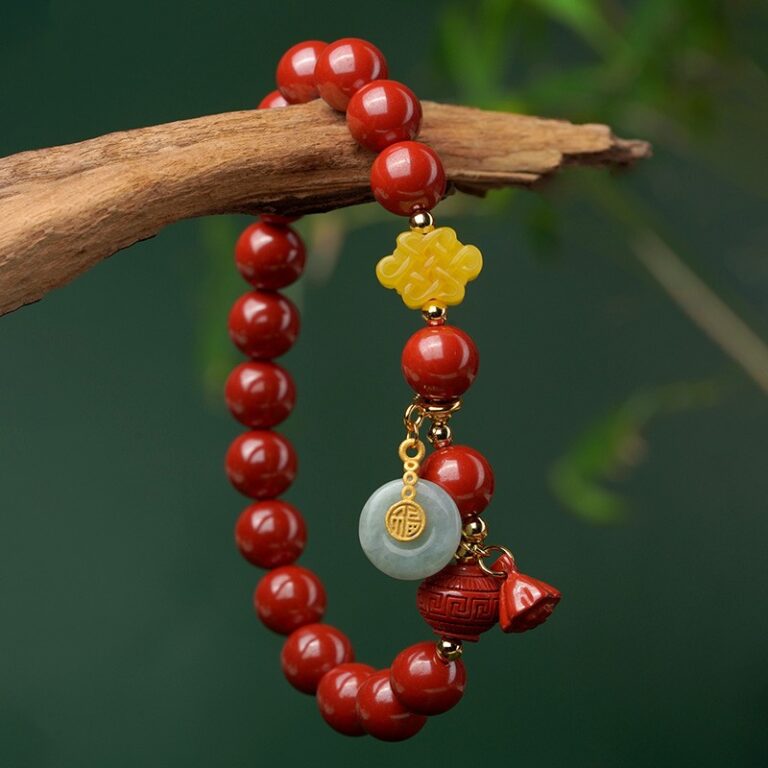 Cinnabar Strings for Men and Women Six Characters Pendant Lunar New Year Dragon Bracelet Forwarding Beads Silver Pendant-2