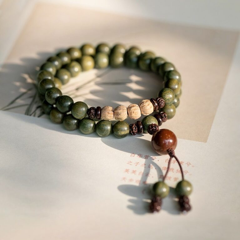 Green Sandalwood Buddha Bead Strings Old Sandalwood Bacopa Monnieri Seed Handheld Long Rosary Male and Female Students Disc Play Mori Bracelet-2