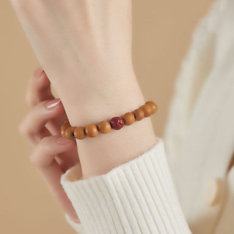 New Chinese Style Peachwood Strings Women's Buddhist Beads Peachwood Body Protector Bracelet Meditation Lotus String Cinnabar Transit Beads Men's-13