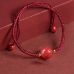 Cinnabar string six words of truth bracelet women's Lunar New Year dragon transit beads zodiac couple red rope-1