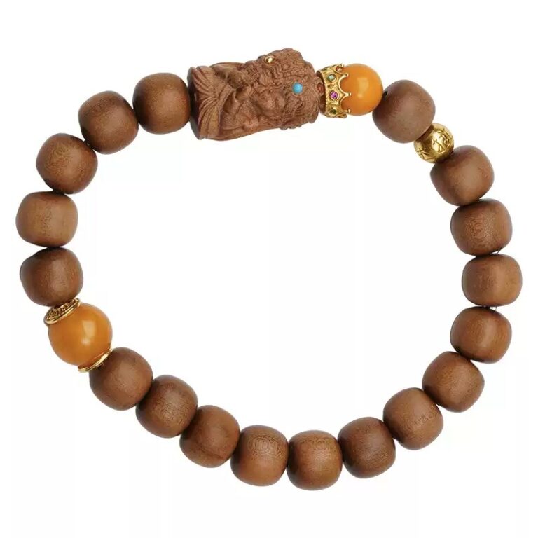 Old Sandalwood Strings Beeswax Round Beads Tibetan Bracelet Men and Women's Models Niche Design Wooden Disc Play Handles