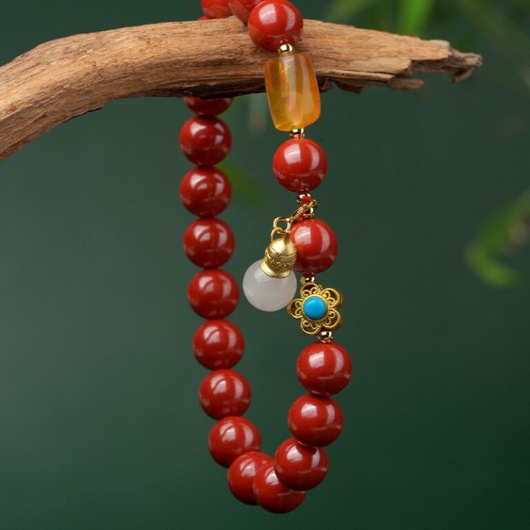 Cinnabar Strings for Men and Women Six Characters Pendant Lunar New Year Dragon Bracelet Forwarding Beads Silver Pendant-3