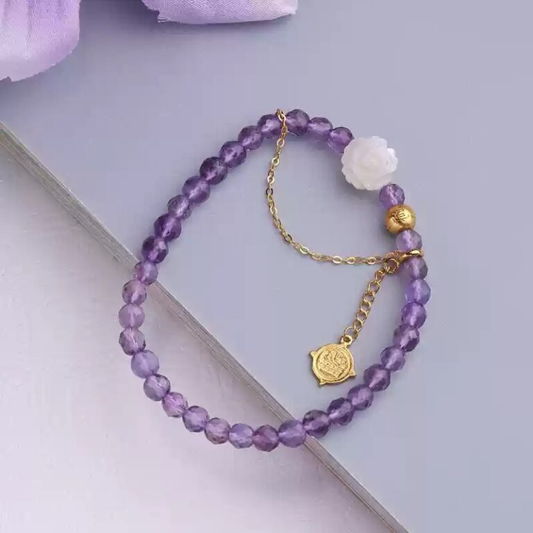 Amethyst Golden Jade String 925 Silver Bracelet Single Circle Niche Female Models to Send Girlfriend Birthday Gift-2