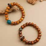 Beef Bone Skewers Dzi Beads Tibetan Fragrance Ash Buddha Beads Rosary Agate Running Ring Men's Bracelet-5