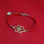 925 Silver Peace Knot Couple Bracelet ins Niche Design Women's Light Luxury Red Hand Rope-3