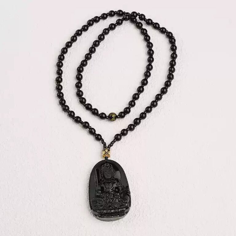 Obsidian Buddha Necklace Men and Women Models Six Words of Truth Transfer Beads Zodiac This Year Pendant Pendant-2