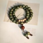 Green Sandalwood Buddha Bead Strings Old Sandalwood Bacopa Monnieri Seed Handheld Long Rosary Male and Female Students Disc Play Mori Bracelet-3