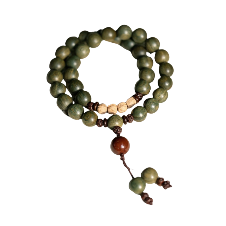 Green Sandalwood Buddha Bead Strings Old Sandalwood Bacopa Monnieri Seed Handheld Long Rosary Male and Female Students Disc Play Mori Bracelet