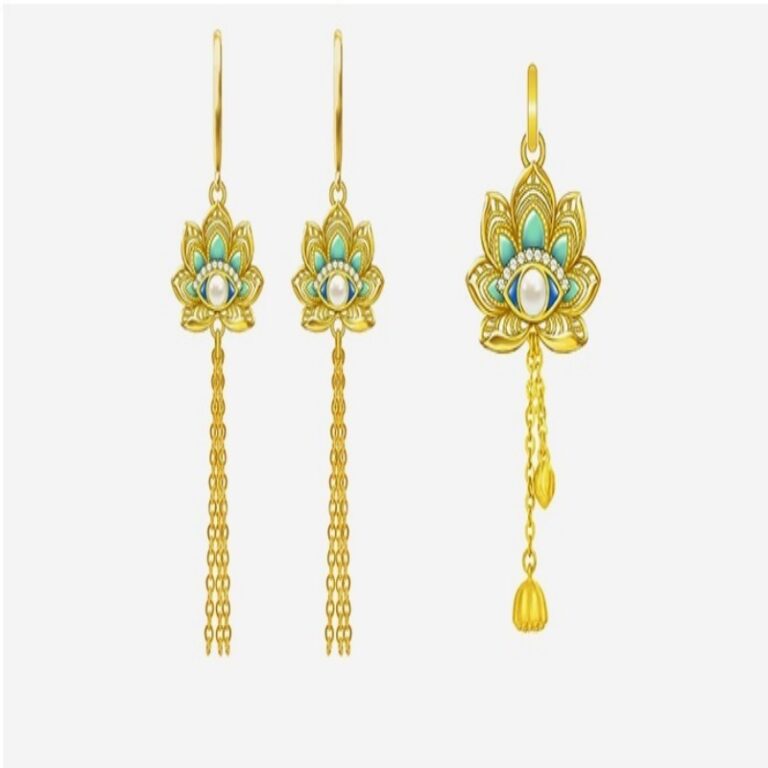 Lotus earrings niche design female 925 silver ethnic style temperament earrings senior feeling-4