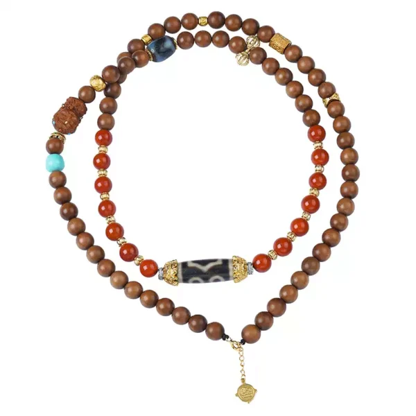 Old sandalwood three-eyed dzi pendant agate transfer beads Buddha beads for men and women to play with the bracelet to send mother