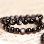 Natural Black Obsidian Silver Obsidian Bracelet Female Transit Beads Cat's Eye Stone Bracelet Male Beaded Couple Bracelet-4