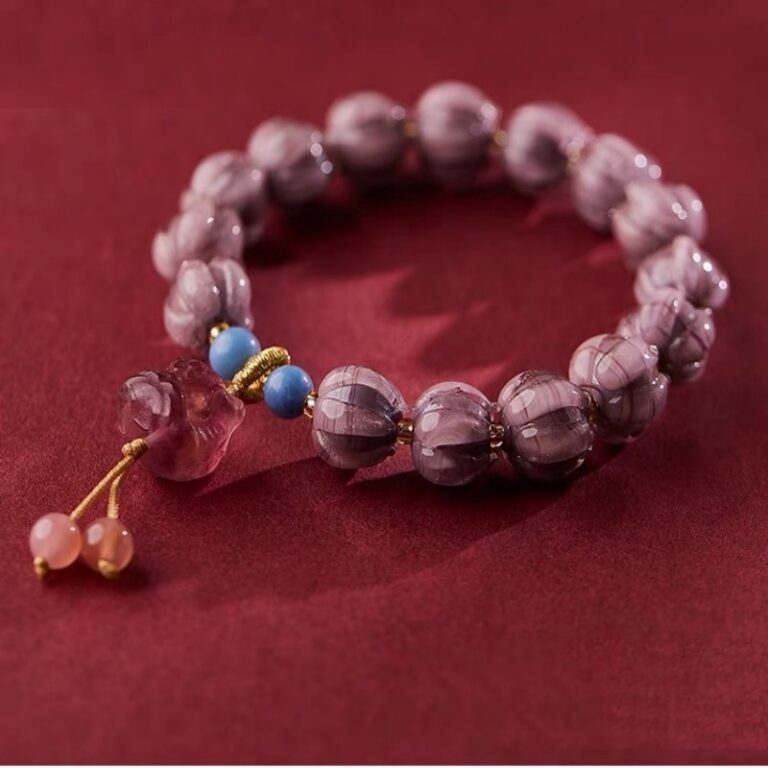 Twilight Mountain Purple Bracelet Ice Clear White Glaze Lotus Bracelet Waking Lion Rouge Snow BFF Buddha Bead Bracelet-5