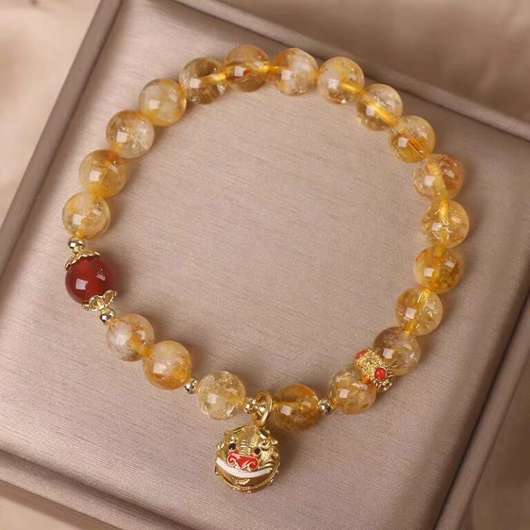 Tyrannosaurus Gold Swallowing Beast Strings Women's Literature Play Many Treasures Pixi Citrine Bracelet-4