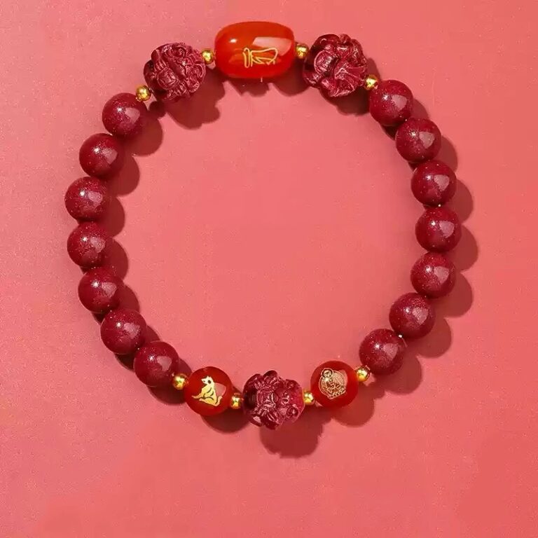 High Content of Cinnabar String Transfer Beads Year of The Dragon Bracelet Natal Year Amulet Transformation Bracelet-11