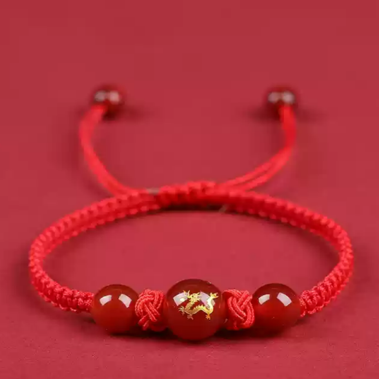 Year of the Dragon Red Rope Bracelet Men and Women Dragon Lunar New Year Hand-Woven Rope Rabbit Ox Horse Sheep Dog Amulet Hand Rope-5