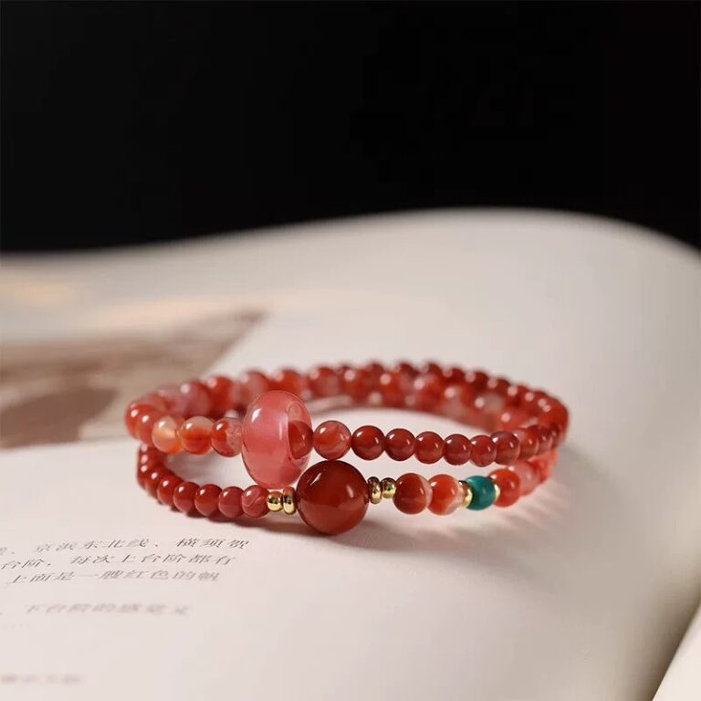 Nanhong Double Circle String Girls Natural Crystal Stacking Bracelet Fortune Good Luck Transfer Beads Gift-3