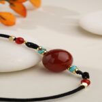 Red agate necklace necklace women's transit beads adjustable pendant simple niche premium feeling pendant-4