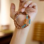 New Chinese Double Circle Hetian Jade Strings Milk Incense National Style Sandalwood Old Mountain Sandalwood Bead Bracelet-2