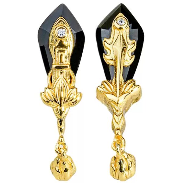 925 silver black onyx earrings for women light luxury temperament unique sense of seniority niche design