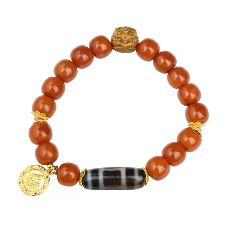 Chuan Material Nanhong One Eye Dzi Old Sandalwood Single Circle String Women's Bead Bracelet