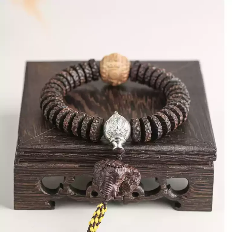 Fragrant Grey Six Words of Truth Rosewood Strings Men's Literature Play Plate Play Bracelet-4