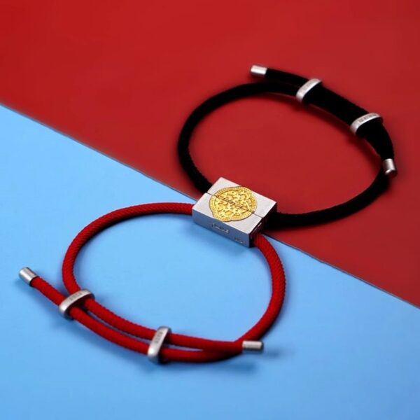 Original heart to heart small red rope bracelet a pair of couple models men and women 925 silver gold-plated colour hand rope-1