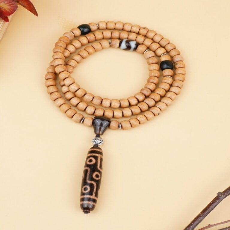 The old mountain sandalwood nine eyes dzi 108 beads strings of glazed barrel beads disc play wooden literature play beads-8