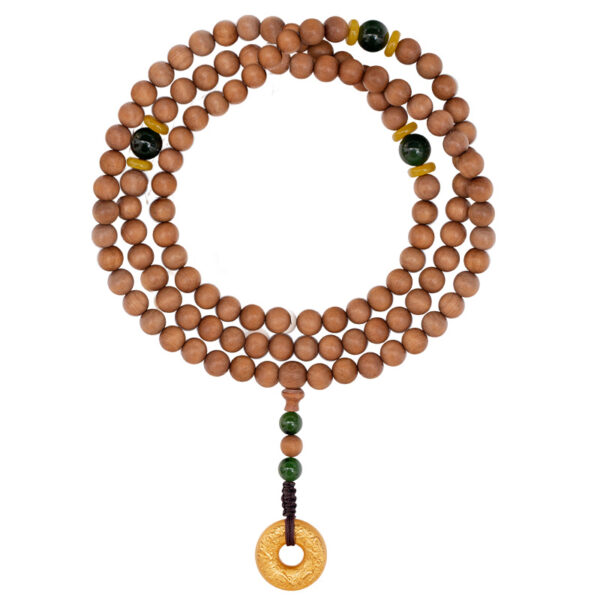 Old Mountain Sandalwood 108 Buddha Beads Rosary Beeswax Jasper Round Beads Male Peace Button Incense Wood Necklace Strings