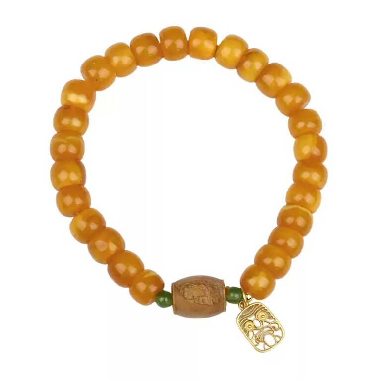 Beeswax Old Sandalwood Single Loop String Women's Amber Bead Bracelet Jewellery Hand Jewellery